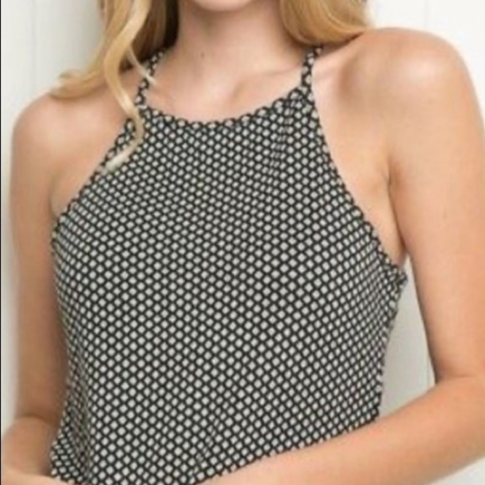 Brandy Melville diamond print crop top blue white